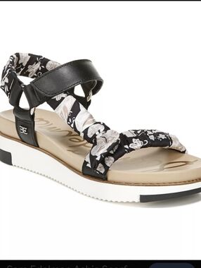 Sam Edelman Black Floral Strappy Women's Sandal 7.5